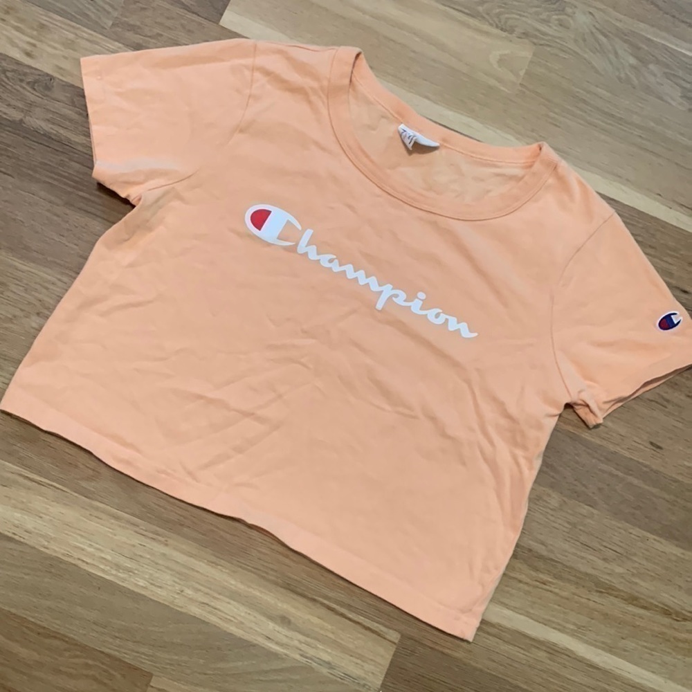 Champion Short Sleeve Crewneck Cropped Tee Shirt Light Orange Women’s S